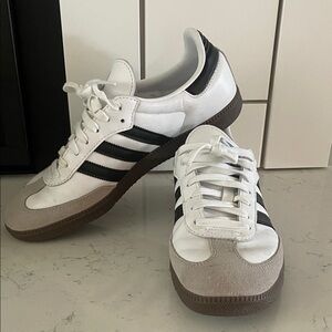Adidas Sambas White and Black Sneakers with Brown Sole